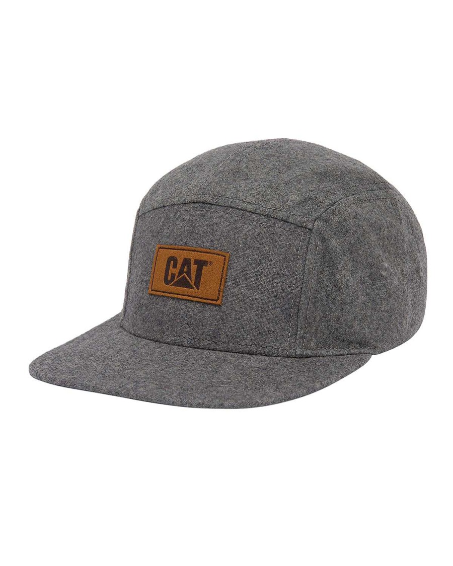 MEN Rockford Caps and JocNews | Jockey Casual Unisex Cat Logo Patch Flat Bill Hat Gray Cat Dark Heather Gray