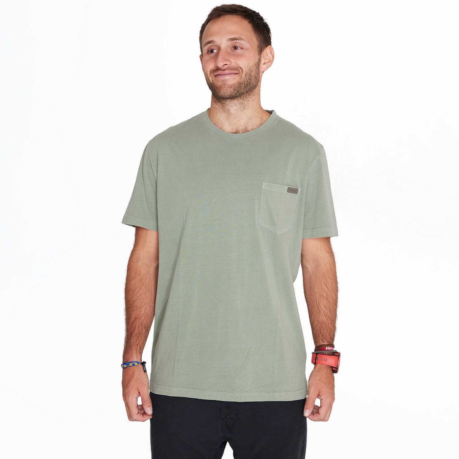 MEN Rockford T-shirts | Men's T-shirt Short Sleeves With Pocket Moss Green Merrell New Green Melange