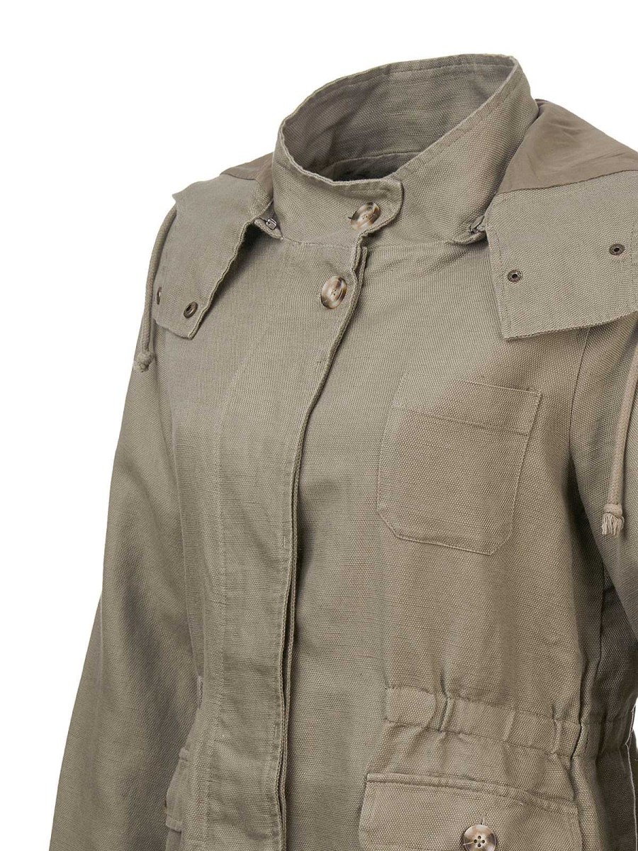 WOMEN Rockford Jackets and Parkas | Women's Organic Linen Jacket Cape Olive Rockford sage