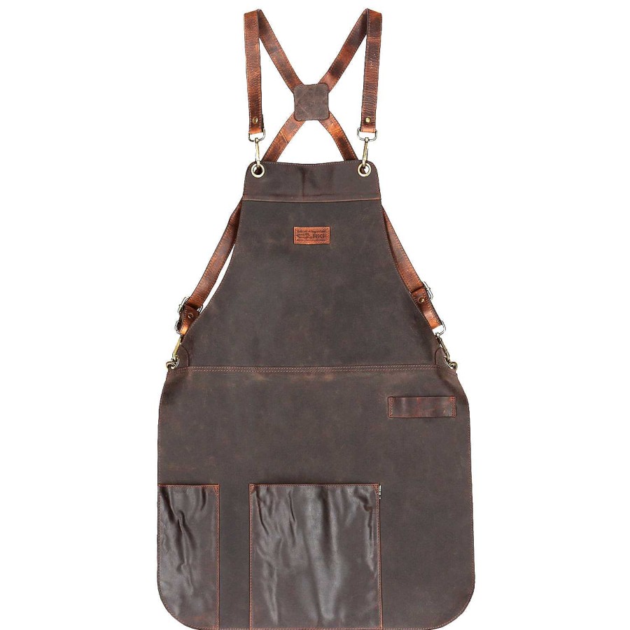 MEN Rockford Chest | Men's Leather Bib Rkf Bbq Apron Cafe Rockford Brown