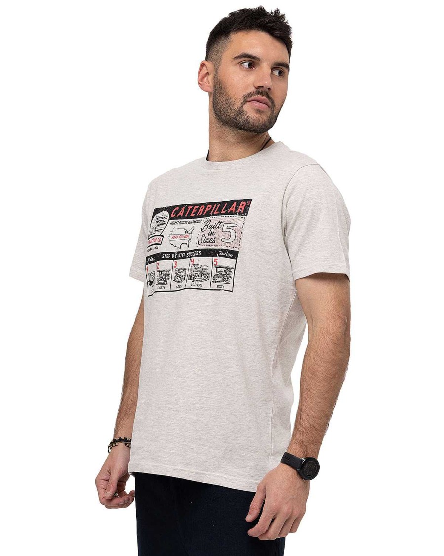 MEN Rockford T-shirts | Men's Casual Short Sleeve T-Shirt We Built The Streets Graphic Tee 4 White Cat Cream Heather