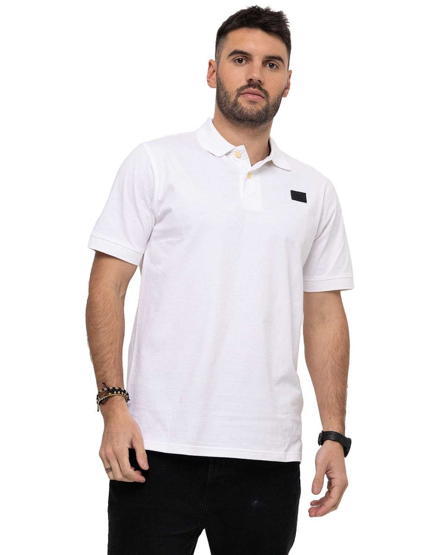 MEN Rockford T-shirts | Men's Casual Polo Shirt Cat Logo White Polo Shirt Cat White