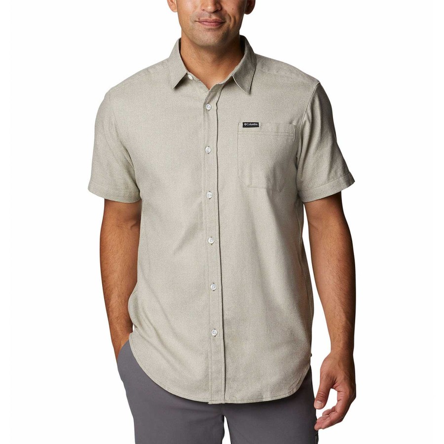 MEN Rockford Shirts | Rapid Rivers Novelty Short Sleeve (397) Stone Green