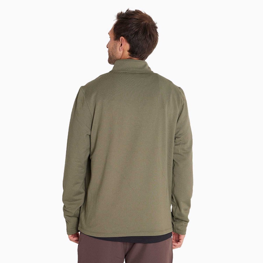 MEN Rockford Polerones | Men's Geotex 1/4 Zip Moss Green Sweater Merrell Dusty Olive Heather