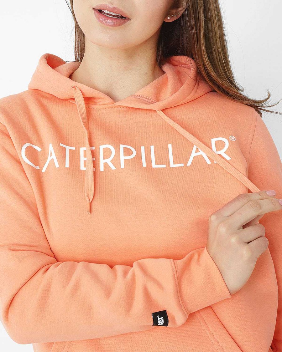 WOMEN Rockford Polerones | Women's Casual Poleron Fleece Caterpillar Pullover Hoodie White Cat Papaya Punch-White