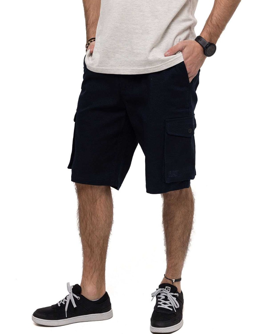 MEN Rockford Shorts | Men's Casual Shorts Utility Canvas Cargo Short Blue Cat Detroit Blue