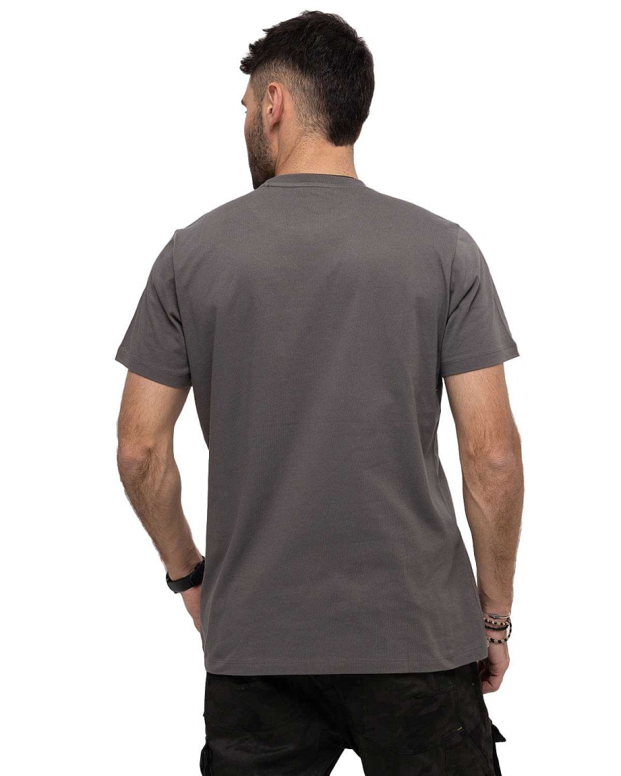 MEN Rockford T-shirts | Men's Casual Short Sleeve T-shirt Advanced Reflective Logo Tee Gray Cat Gunmetal