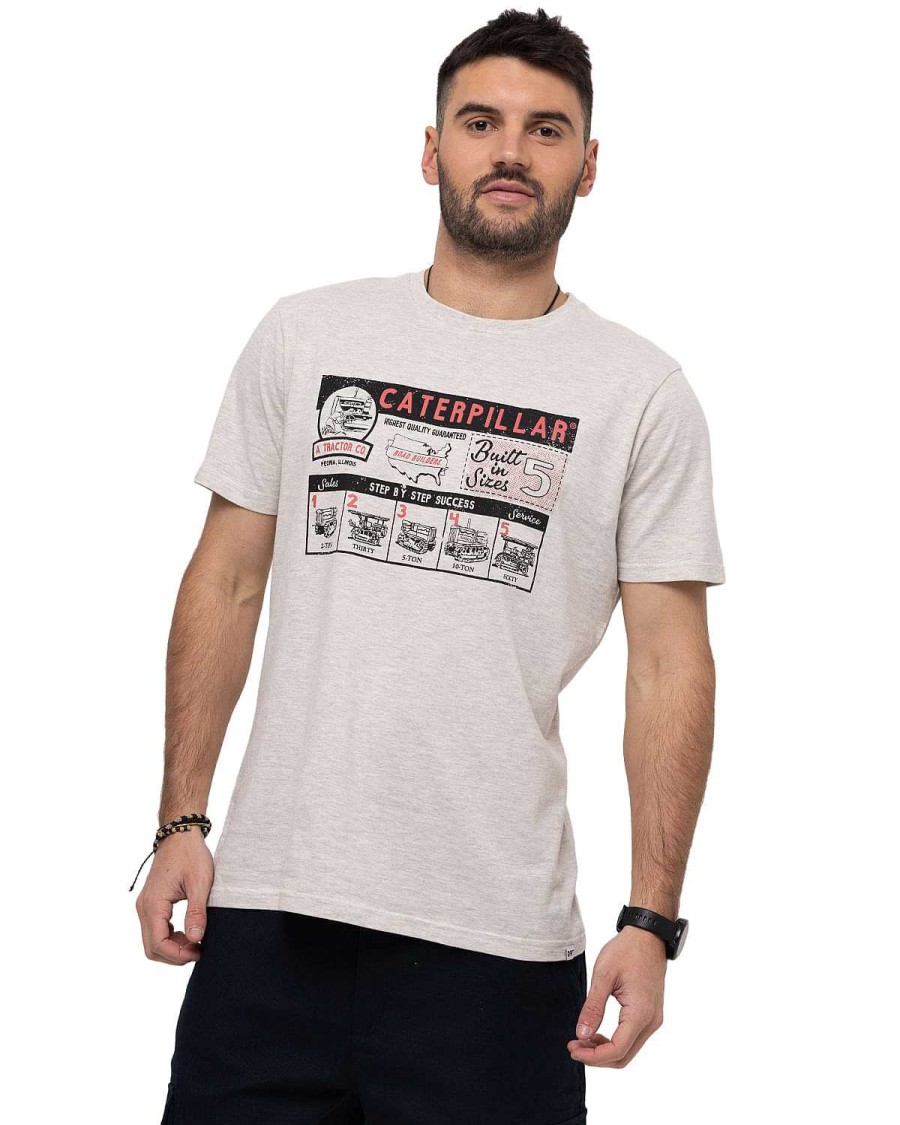 MEN Rockford T-shirts | Men's Casual Short Sleeve T-Shirt We Built The Streets Graphic Tee 4 White Cat Cream Heather