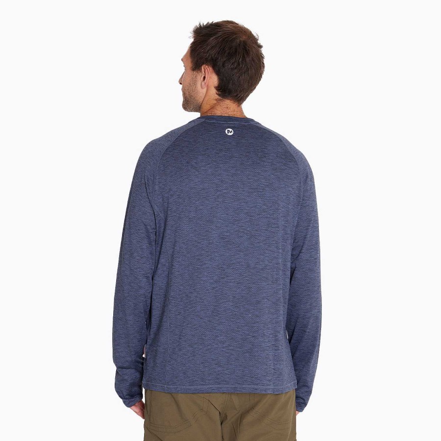 MEN Rockford T-shirts | Merrell Men's Sport Long Sleeve Dark Blue T-shirt India Ink Melange