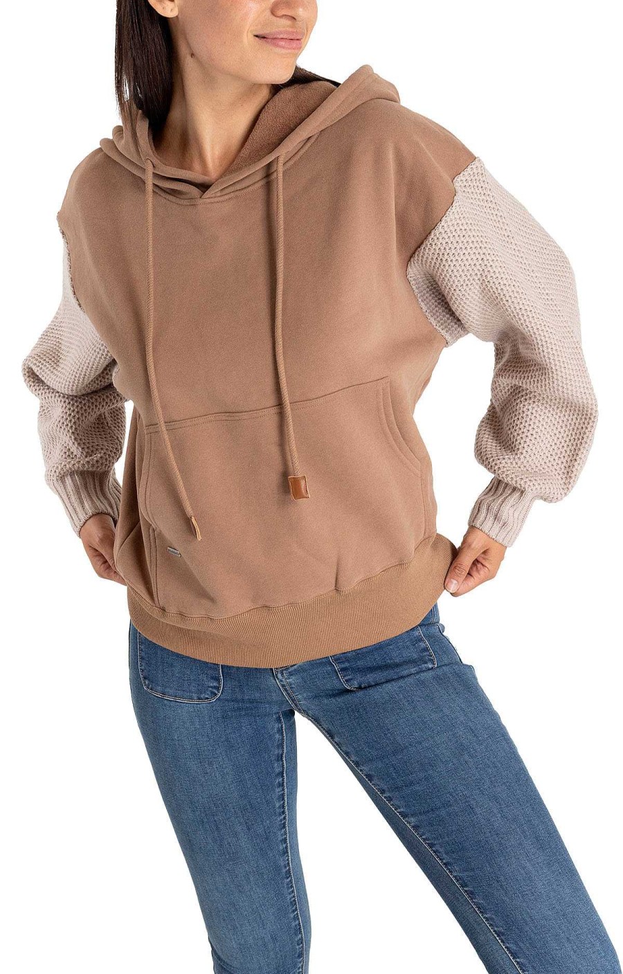 WOMEN Rockford Polerones | Women's Organic Cotton Sweater Umbra Brown Rockford Sandshell