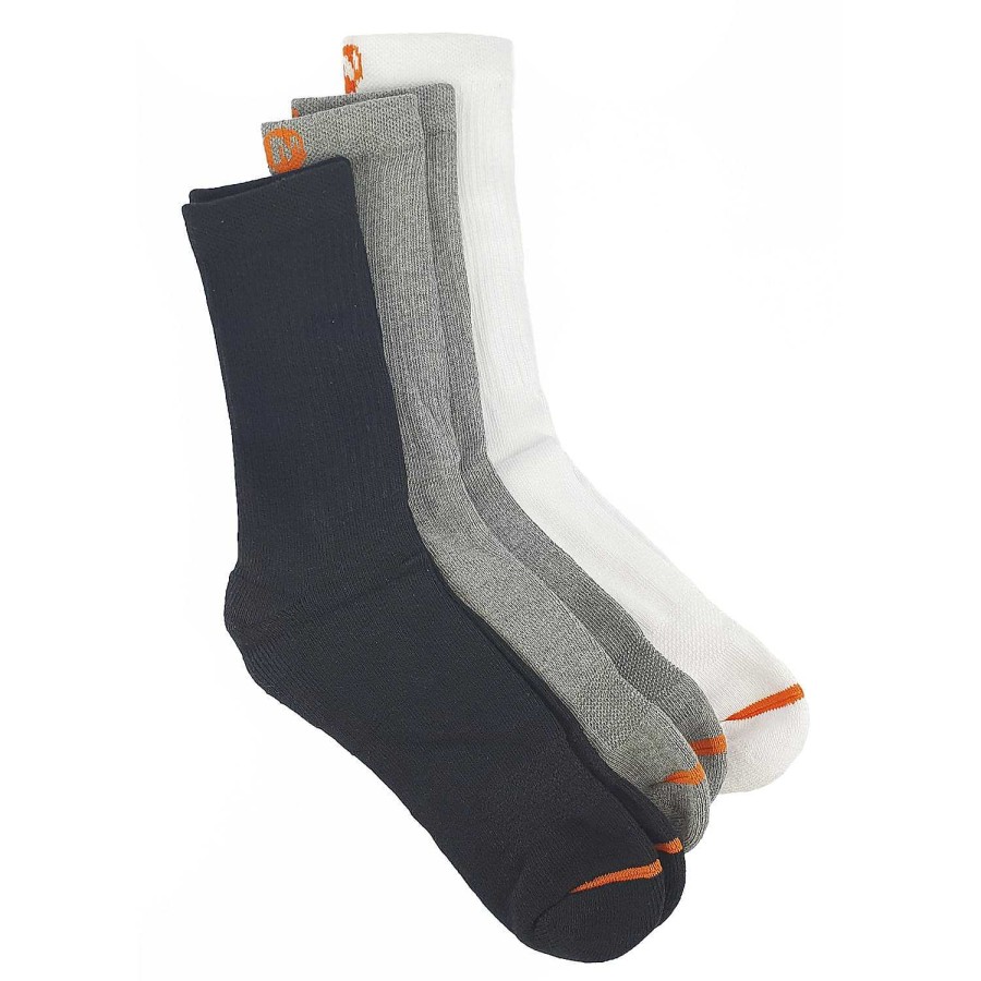 MEN Rockford Socks | Unisex Access Cotton Crew 3 Sock Multicolor Merrell Black/Grey/White