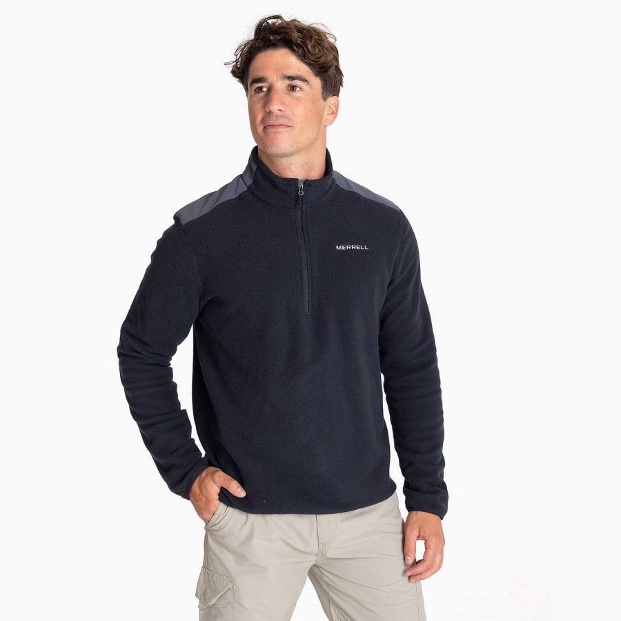 MEN Rockford Fleece and Softshells | Polar Men's Terrain 1/4 Zip Black Merrell Black/Black