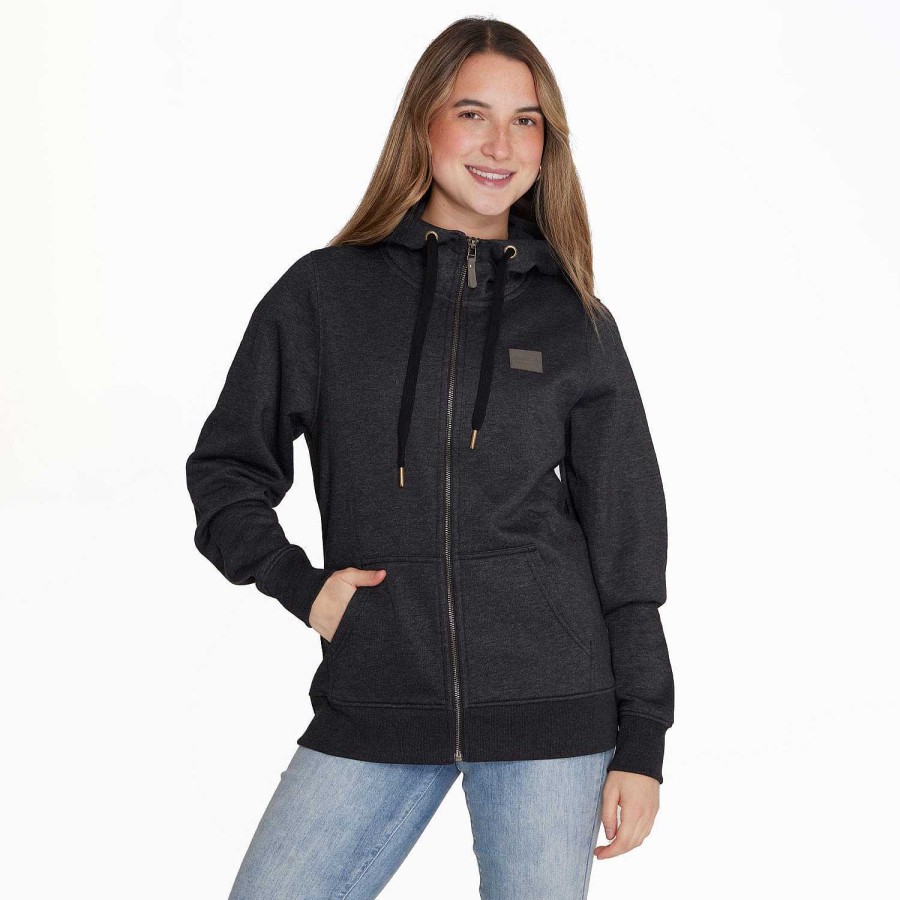 WOMEN Rockford Polerones | Women's Poleron Zipper Sweater Dark Gray Merrell Anthracite Melange