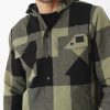 MEN Rockford Jackets and Parkas | Men's Casual Jacket Flannel Snap Front Lightweight Insulated Hooded Jacket Green Cat Marshland-Pitch Blac