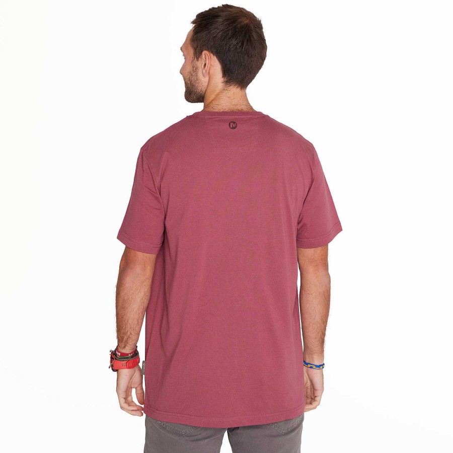 MEN Rockford T-shirts | Men's Short Sleeves Burgundy Merrell T-shirt New Red