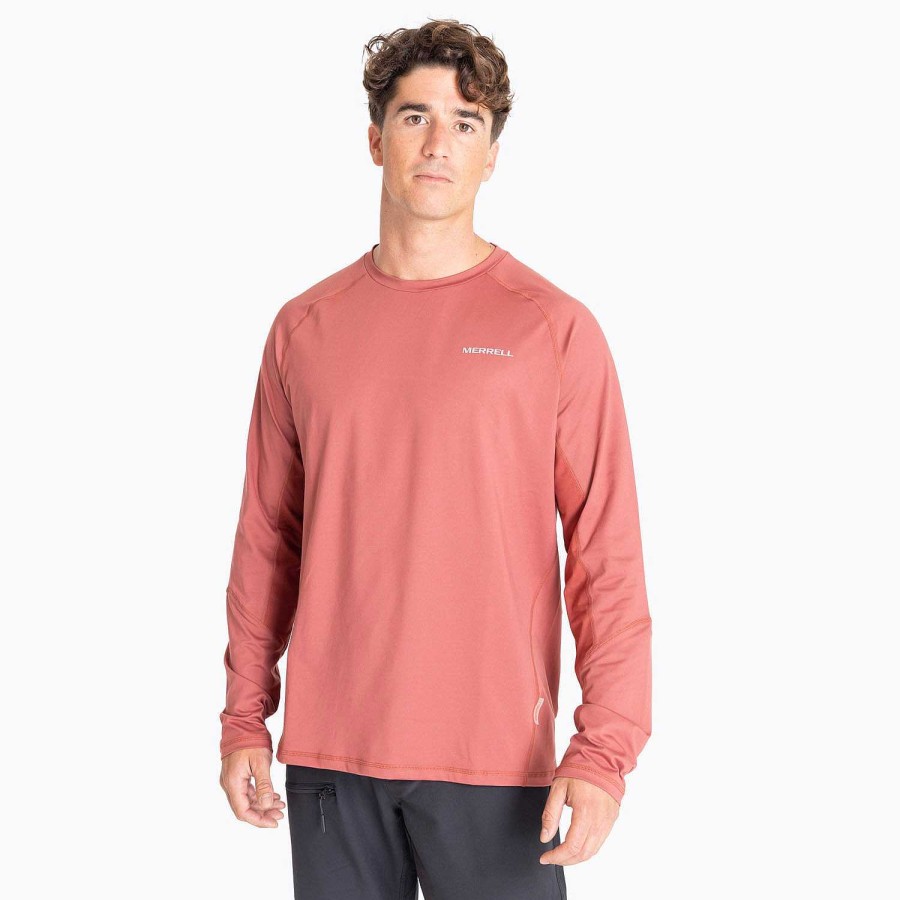 MEN Rockford T-shirts | Men's Long Sleeves Trail Running T-shirt Indian Red[Go1