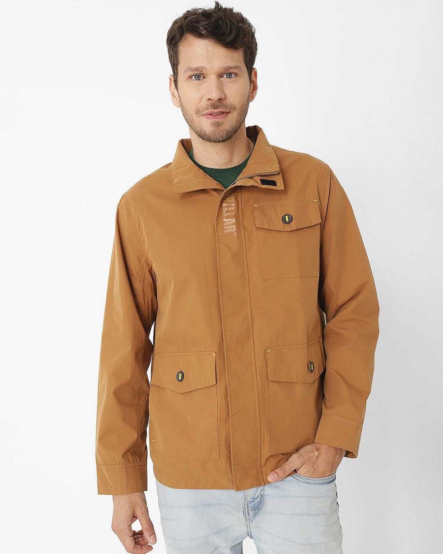 MEN Rockford Jackets and Parkas | Men's Casual Jacket Lightweight Uninsulated Zip Up Jacket Cafe Cat Bronze