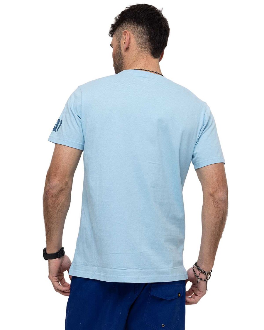 MEN Rockford T-shirts | Men's Casual Short Sleeve T-Shirt We Built The Streets Graphic Tee 6 Light Blue Cat Sky Blue