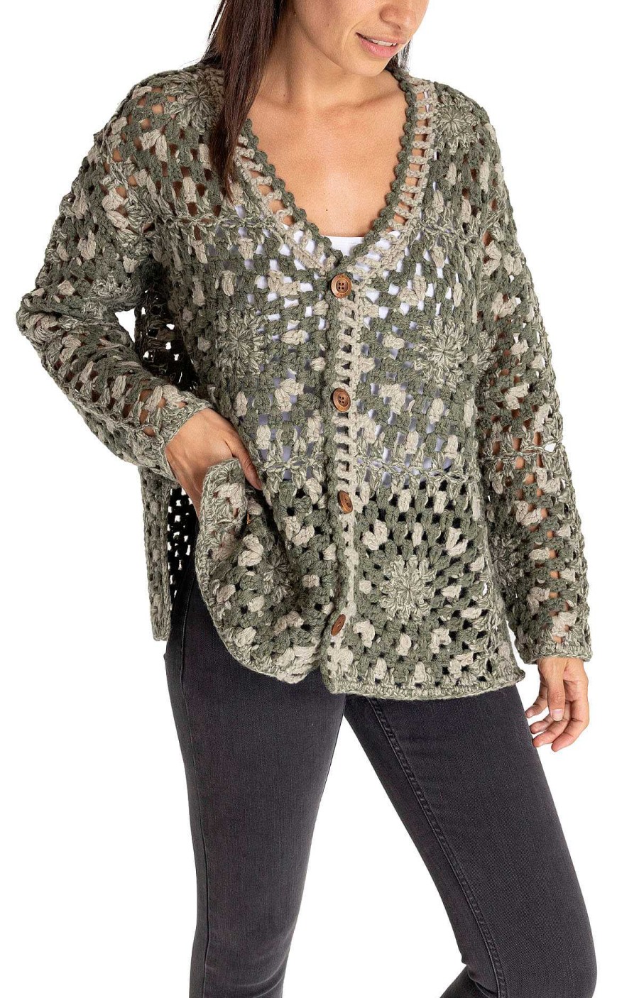 WOMEN Rockford Vests and Sweaters | Women's Organic Cotton Sweater Atrani Green Rockford Oil