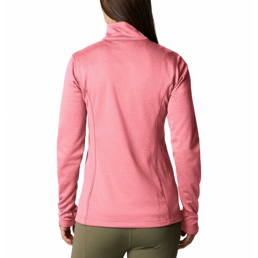 WOMEN Rockford Fleece and Softshells | W Park View Grid Fleece 1/2 Zip (673) Bright Geraniu