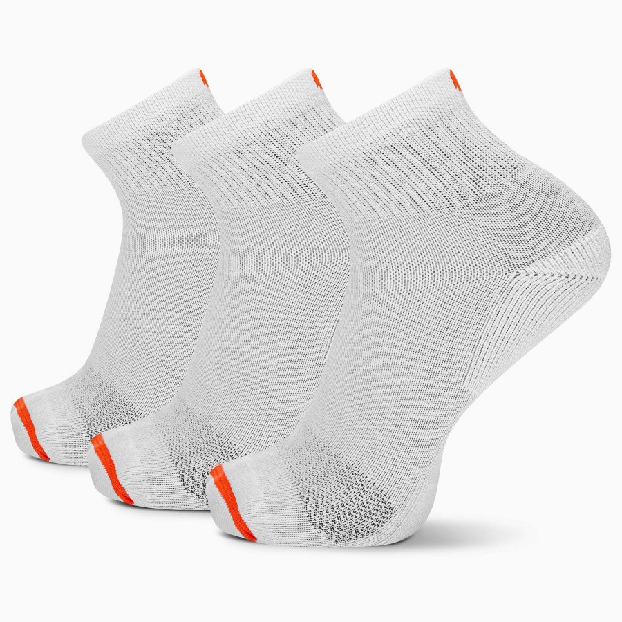 MEN Rockford Socks | Unisex Access Cotton Quarte Sock Pack 3 White Merrell White