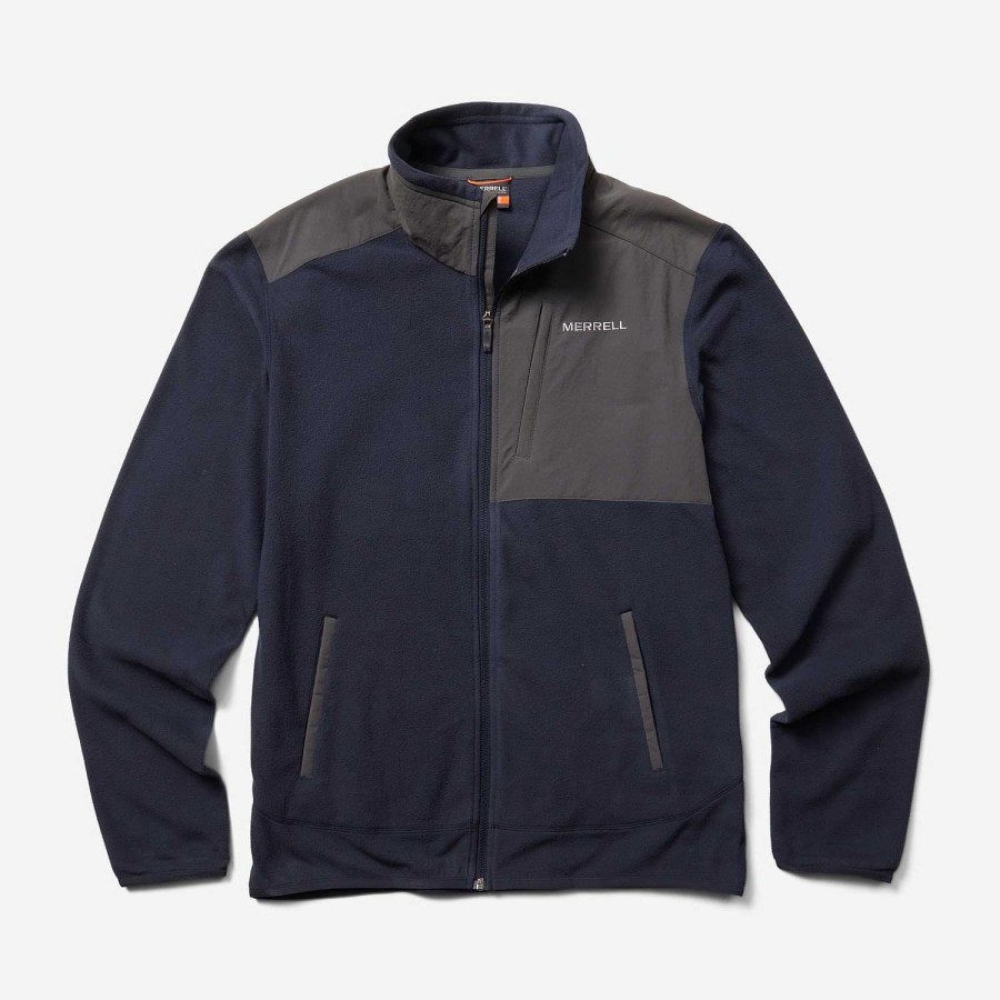 MEN Rockford Fleece and Softshells | Polar Men's Terrain Full Zip Navy Blue Merrell Navy