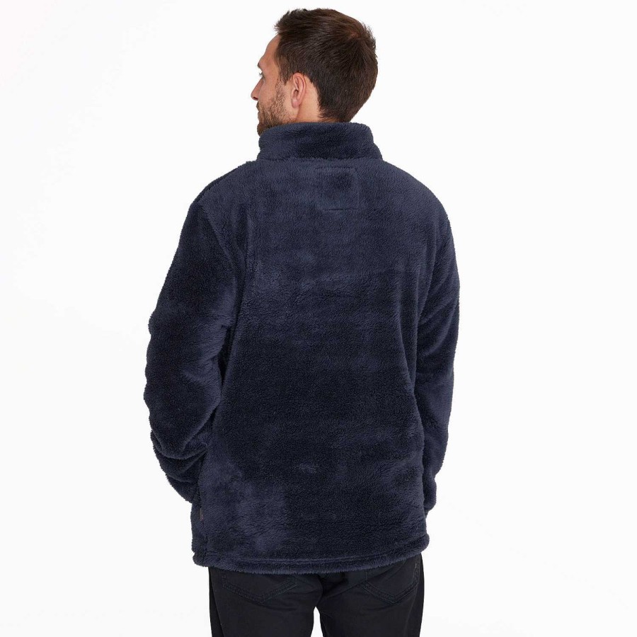 MEN Rockford Fleece and Softshells | Fleece Men's Shaggy Half Snap Button Dark Blue Merrell India Ink