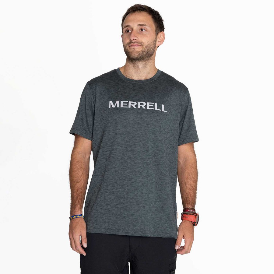 MEN Rockford T-shirts | Men's Sport Short Sleeve Moss Green T-shirt Merrell Dark Forest Melange