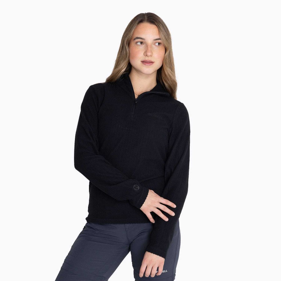 WOMEN Rockford Polerones | Women's Poleron Embossed Half Zipper Sweatshirt Dark Gray Merrell Anthracite