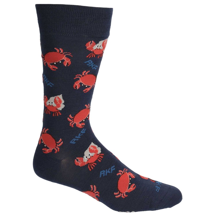 MEN Rockford Socks | Crab Men's Bamboo Sock Blue[N80