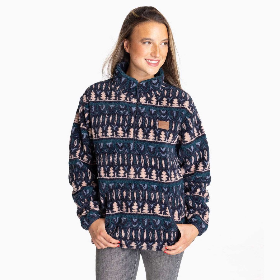 WOMEN Rockford Fleece and Softshells | Mars Sherpa Women's Fleece 1/4 Full Print Eclipse