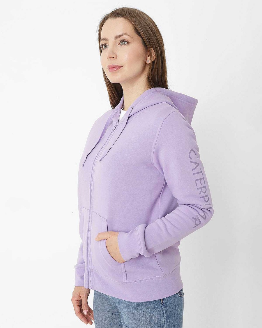 WOMEN Rockford Polerones | Women's Casual Poleron Fleece Caterpillar Full Zip Hoodie Purple Cat Purple Rose-Tonal Me