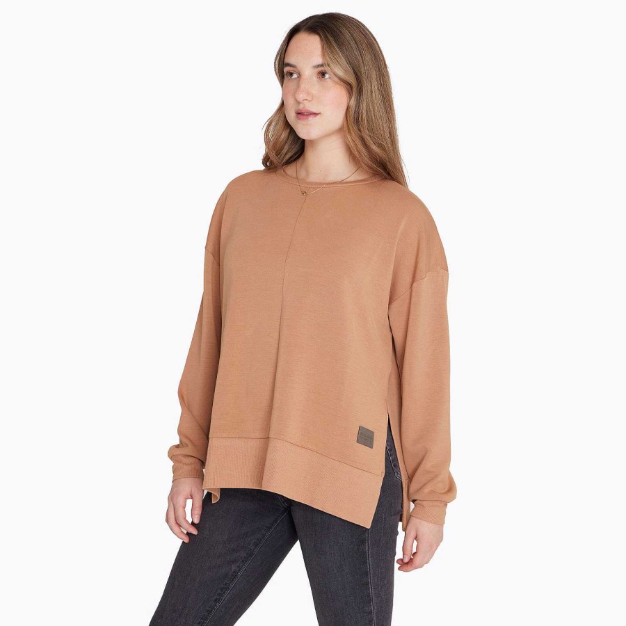 WOMEN Rockford Polerones | Poleron Mujer Crew Neck Sweatshirt Camel Merrell Tobacco Brown