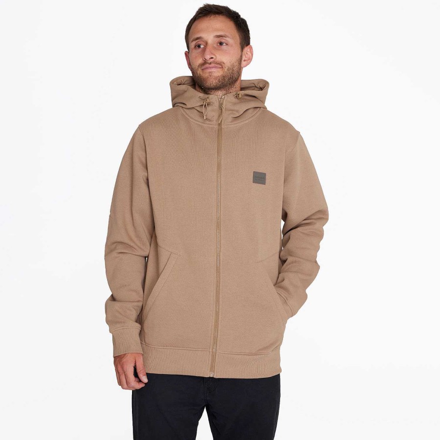 MEN Rockford Polerones | Poleron Hombre Full Zipper Sweatshirt Camel Merrell Sepia Tint